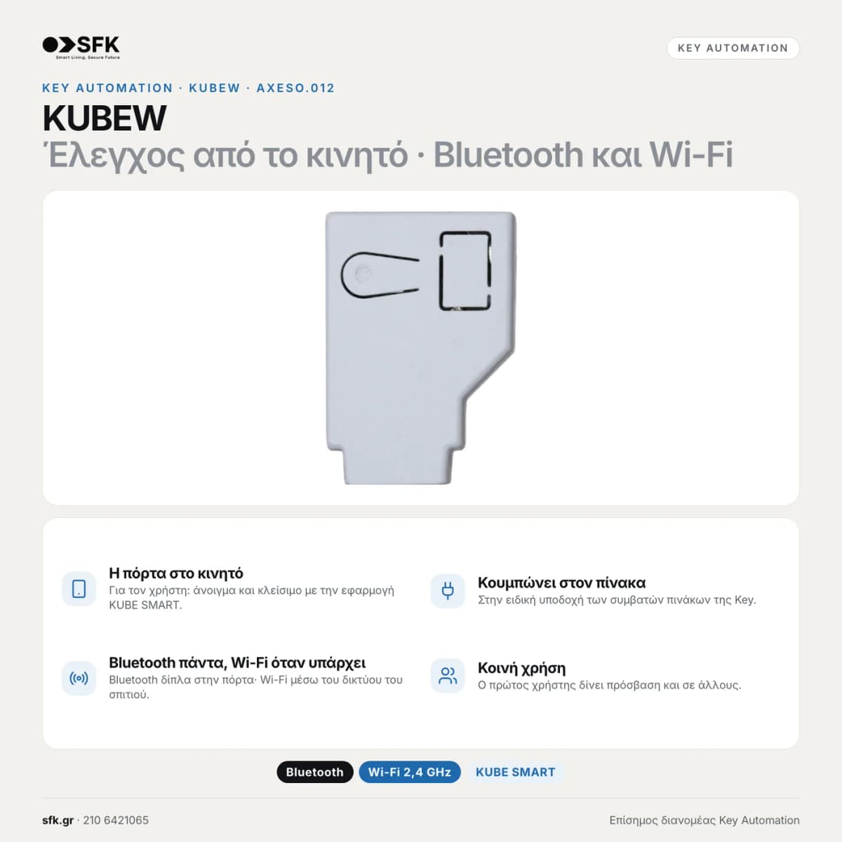 Άνοιγμα από το κινητό KEY KUBEW — τεχνικό infographic
